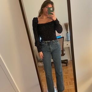 Reformation Black Polka Dot Top